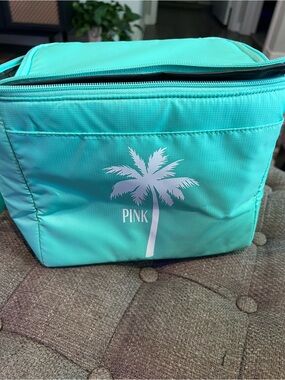 PINK Victoria's Secret Aqua/Turquoise Palm Tree Cooler Bag